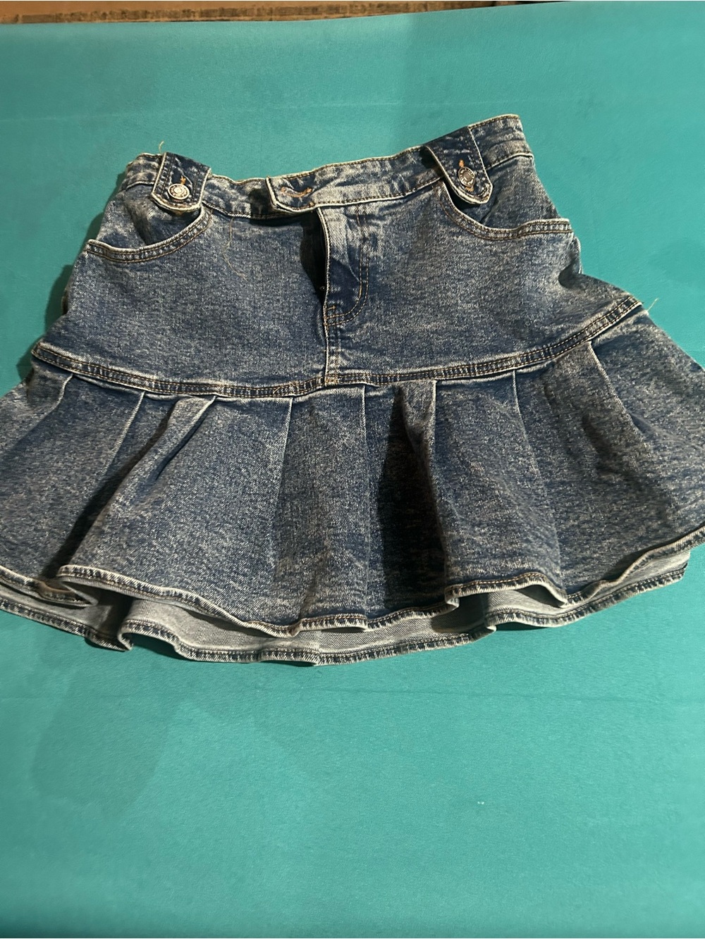 wild fable Dark Blue Denim Ruffle Skater Skirt